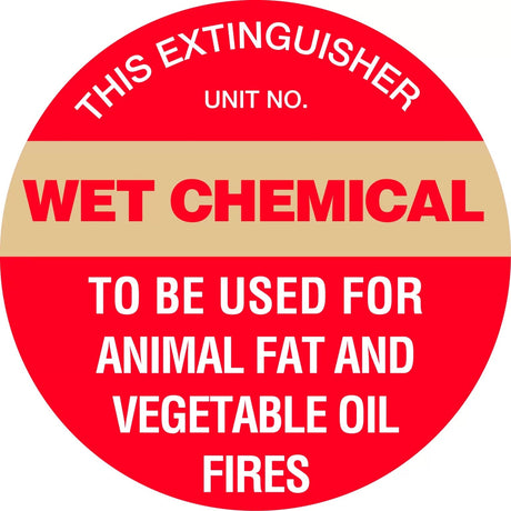 Fire Sign - Fire Extinguisher Marker – Wet Chemical Gold 3D Wall Sign 225x225mm  Poly