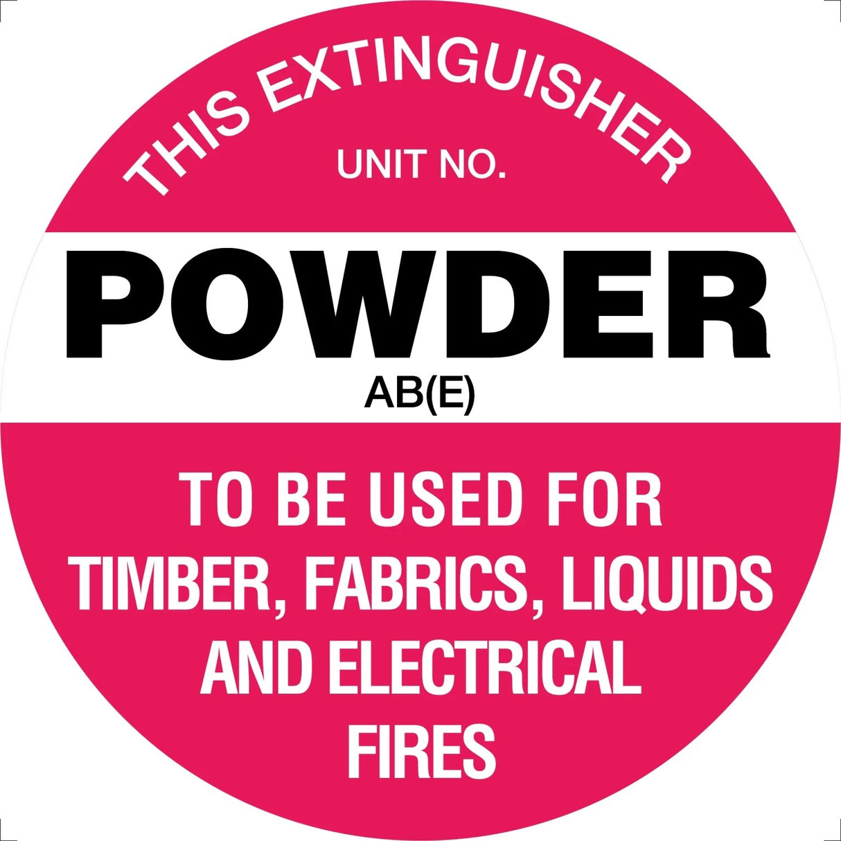 Fire Sign - Fire Extinguisher Marker – Powder AB(E) White 3D Wall Sign 225x225mm Poly