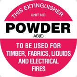 Fire Sign - Fire Extinguisher Marker – Powder AB(E) White 3D Wall Sign 225x225mm Poly