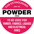 Fire Sign - Fire Extinguisher Marker – Powder AB(E) White 200mm Disc Poly