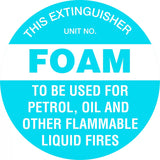 Fire Sign - Fire Extinguisher Marker – Foam Blue  3D Wall Sign 225x225mm Poly