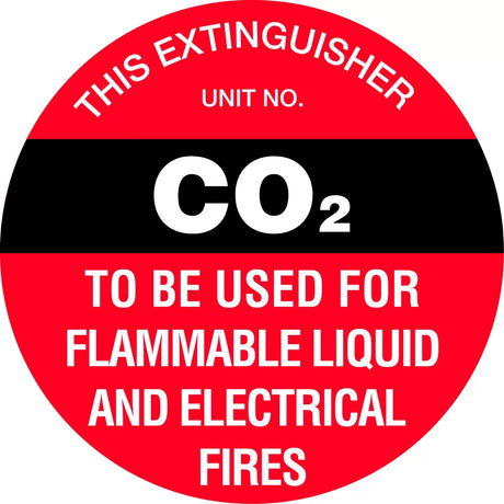 Fire Sign - Fire Extinguisher Marker – CO2 Black 3D Wall Sign 225x225mm Poly