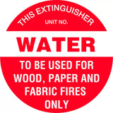 Fire Sign - Fire Extinguisher Marker – Water Red 3D Wall Sign 225x225mm Poly