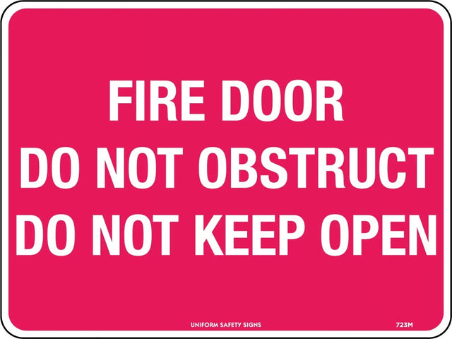 Fire Sign - Fire Door Do Not Obstruct Do Not Keep Open 300x225mm  Poly