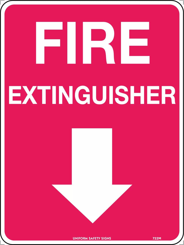 Fire Sign - Fire Extinguisher Arrow Down  Metal