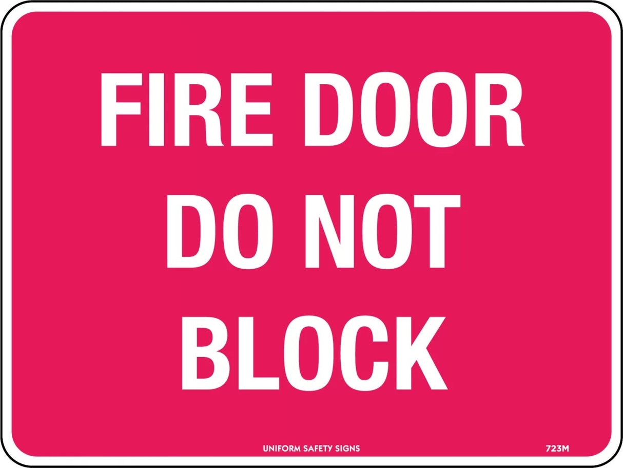 Fire Sign - Fire Door Do Not Block 300x225mm  Poly