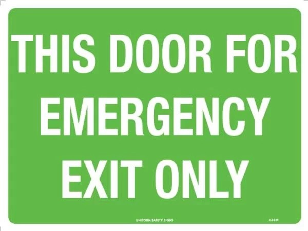 Exit/Entry Sign - This Door For Emergency Exit Only  Poly