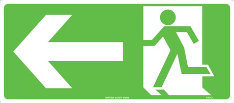 Exit/Entry Sign - Left Arrow, Running Man Picto Facing Left 450x200mm Metal