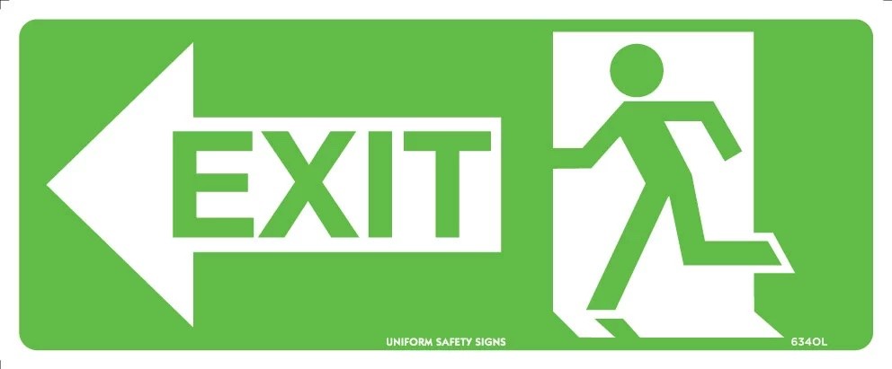 Exit/Entry Sign - Running Man With Exit And Left Arrow  Poly