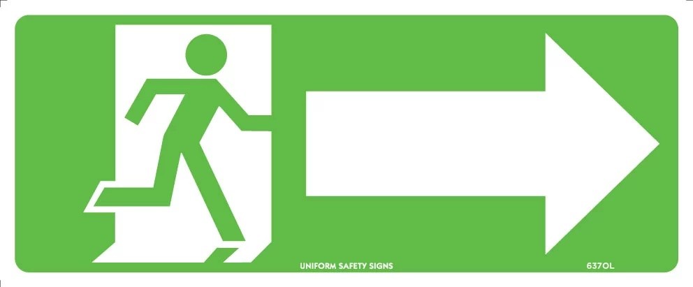 Exit/Entry Sign -Running Man Picto With Arrow Right  Poly