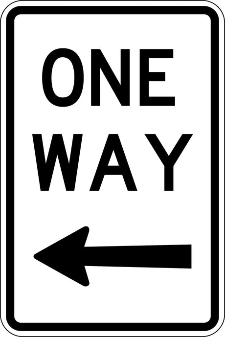 Road Sign - One Way, Left Arrow  Metal