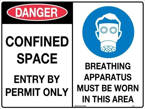 Danger Sign -  Danger Confined Space Entry By Permit Only/Breathing Apparatus Must Be Worn In This Area  Poly