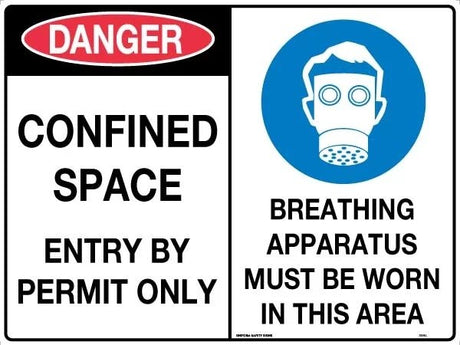 Danger Sign -  Danger Confined Space Entry By Permit Only/Breathing Apparatus Must Be Worn In This Area  Poly