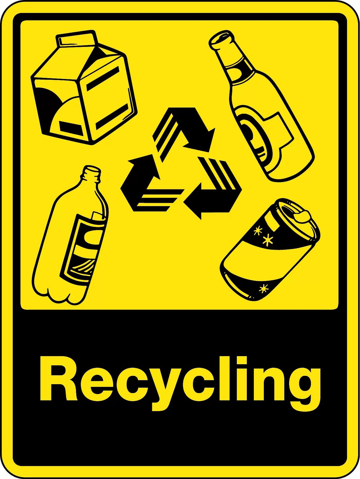 General Sign -  Recycling With Bottles & Cans Recycling Picto Poly