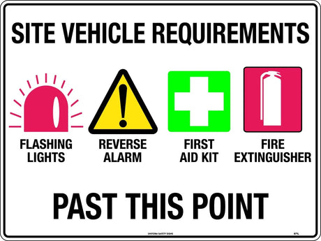 General Sign -  Site Vehicle Requirements Flashing Lights etc  Metal