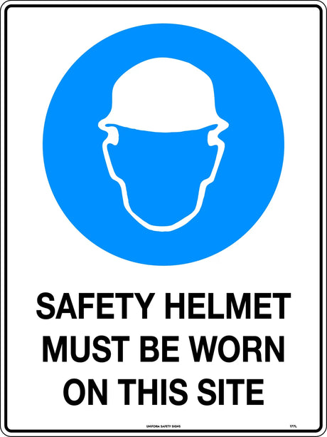 Mandatory Sign - Safety Helmets Must Be Worn On This Site  Metal