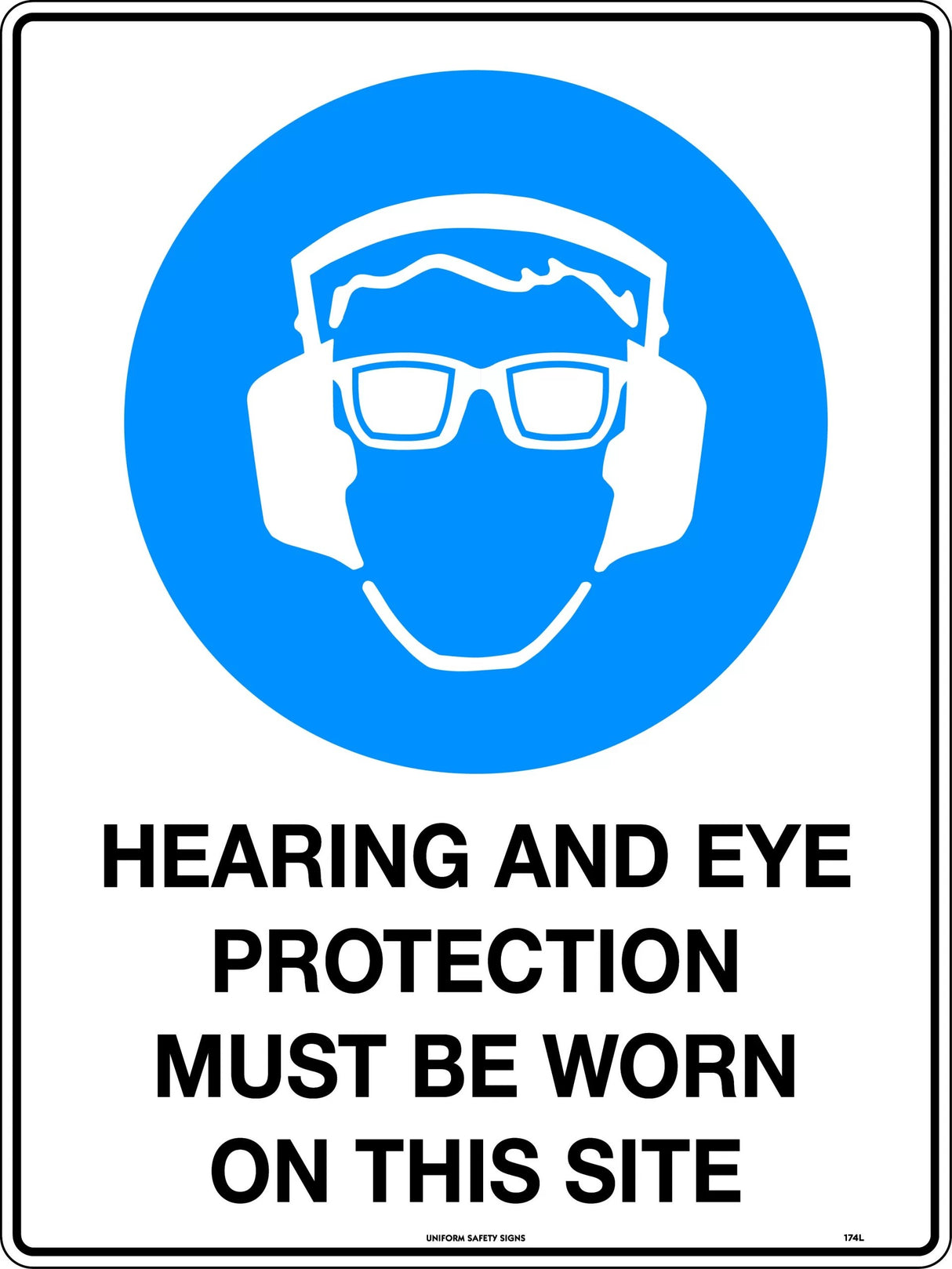 Mandatory Sign - Hearing & Eye Protection Must Be Worn On This Site  Metal