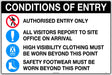 Mandatory Sign - Conditions of Entry Authorised Entry Only with pictos  Metal