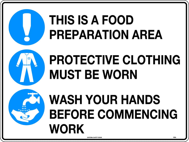 Mandatory Sign - This is a Food Preparation Area etc with pictos  Metal