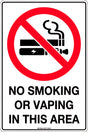 Prohibition Sign - No Smoking or Vaping in This Area  Poly