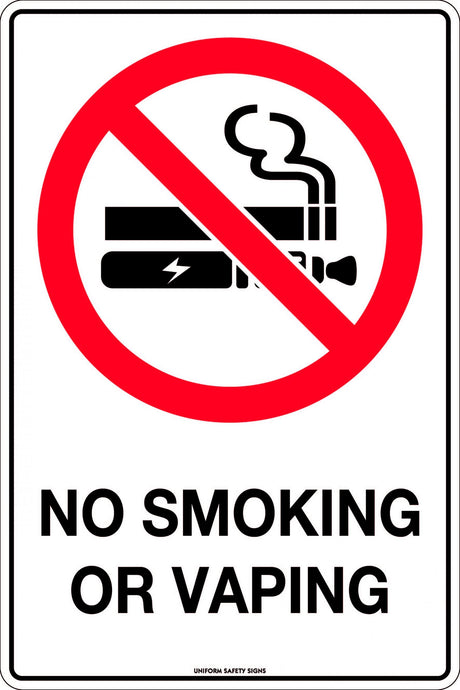 Prohibition Sign - No Smoking or Vaping   Poly