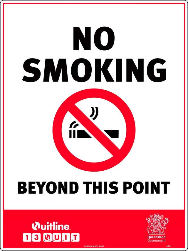 Prohibition Sign - No Smoking, Beyond This Point QLD Standard  Metal