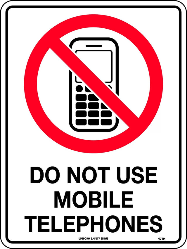 Prohibition Sign - Do Not Use Mobile Telephones  Poly