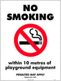 Prohibition Sign - No Smoking, Within 10 Metres Of Playground Equipment  VIC Standard  Metal