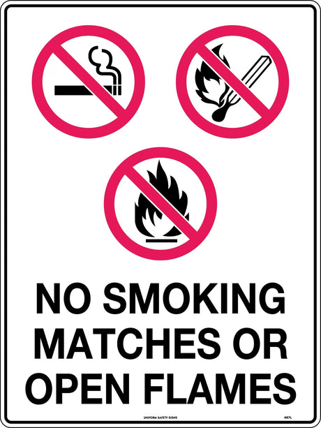 Prohibition Sign - No Smoking Matches or Open Flames  Poly