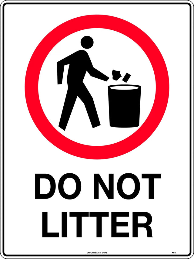 Prohibition Sign - Do Not Litter   Poly