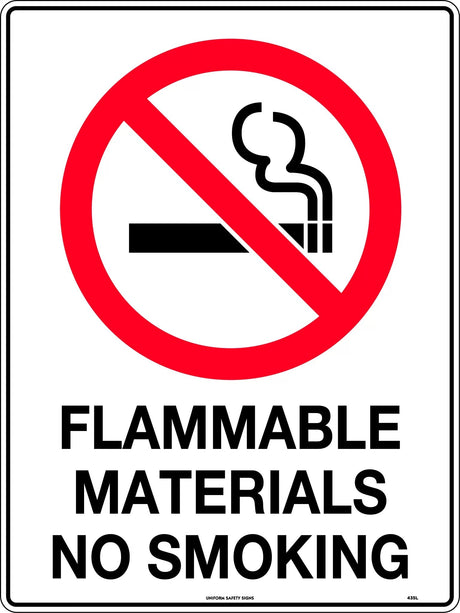 Prohibition Sign - Flammable Materials No Smoking   Poly