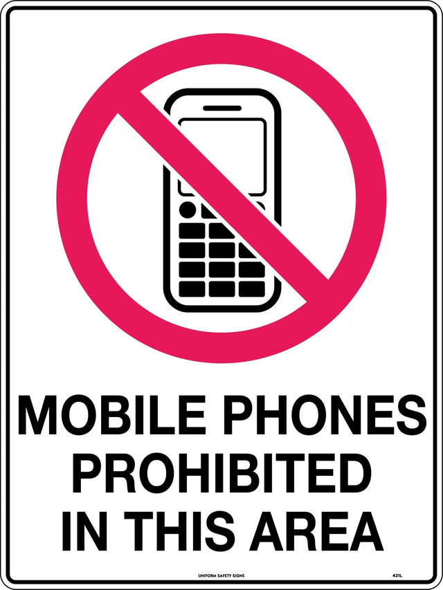 Prohibition Sign - Mobile Phones Prohibited in This Area  Poly