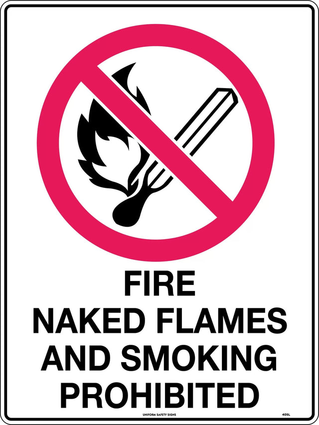 Prohibition Sign - Fire, Naked Flame and Smoking Prohibited  Poly