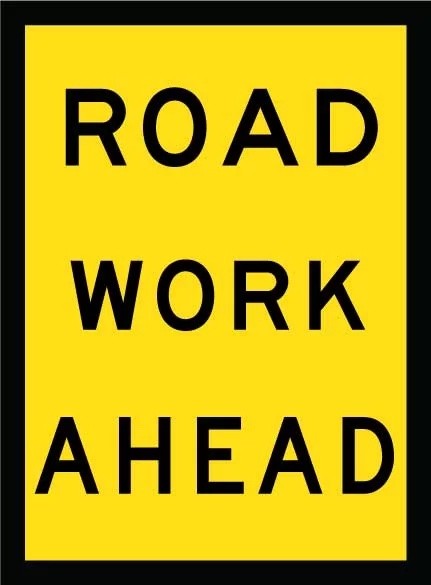 Boxed Edge Sign - Road Work Ahead