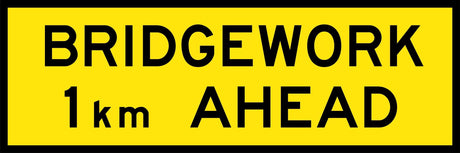 Boxed Edge Sign - Bridgework 1km Ahead