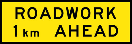 Boxed Edge Sign - Roadwork 1km Ahead