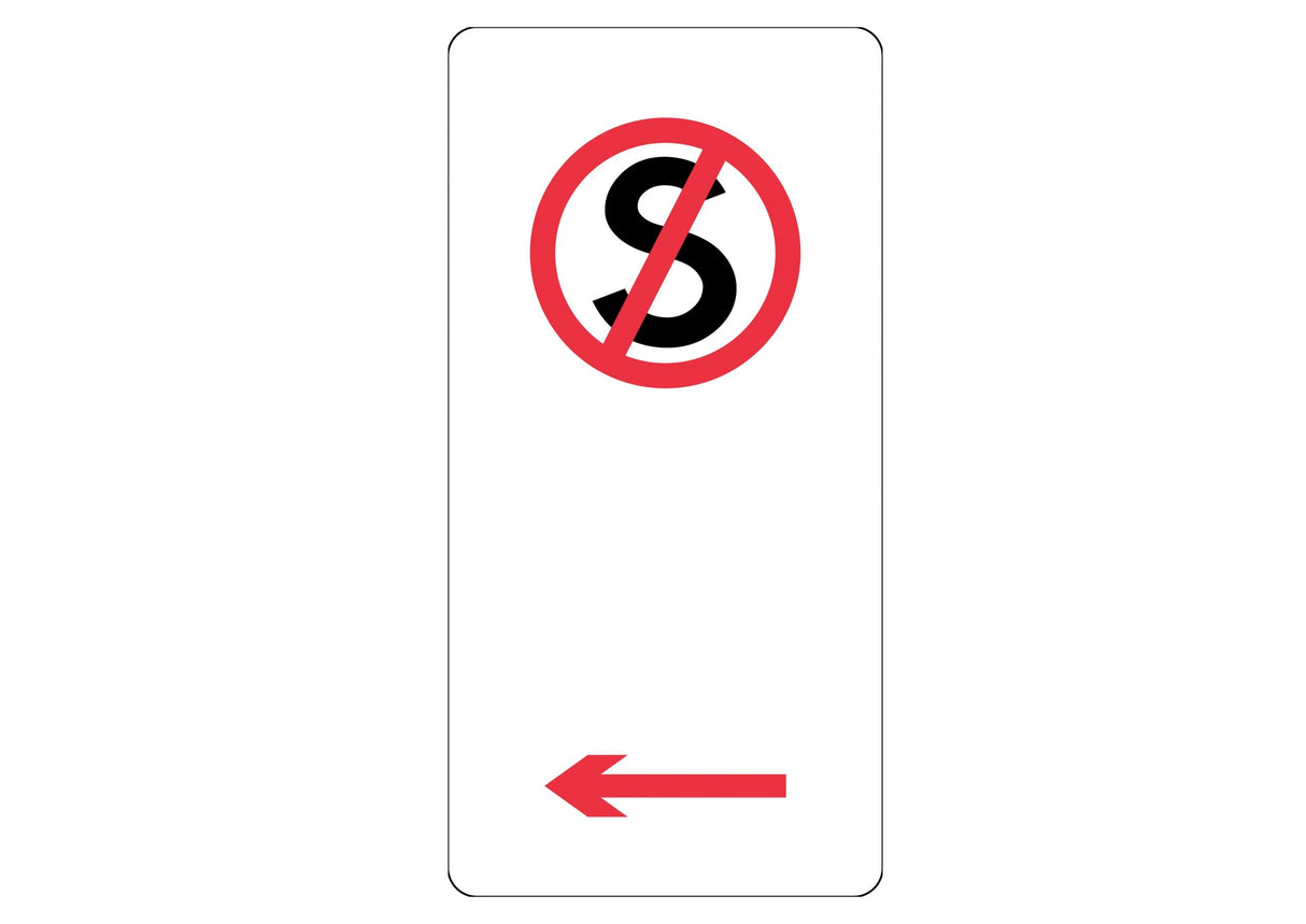 Parking Sign - No Standing With Left Arrow  Aluminium