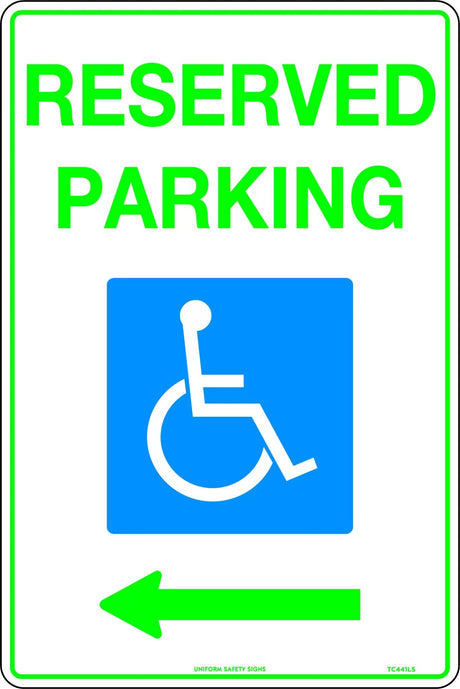 Parking Sign - Reserved Parking Disabled Picto And Left Arrow  Metal