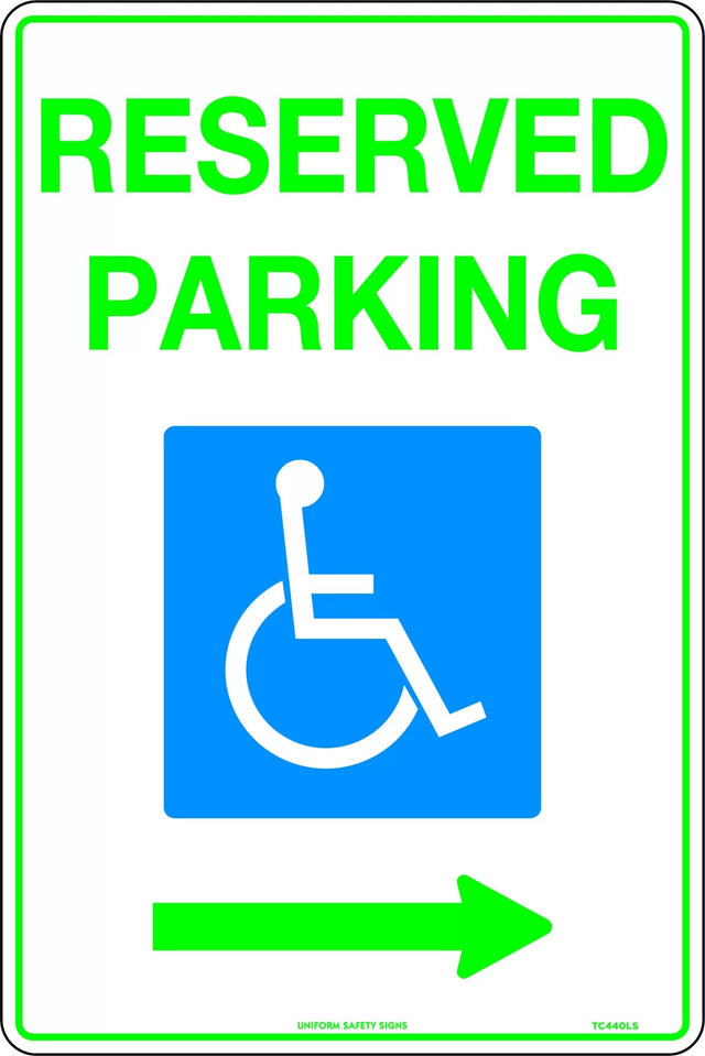 Parking Sign - Reserved Parking Disabled Picto And Right Arrow  Metal