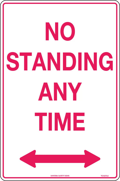 Parking Sign - No Standing Any Time Double Arrows  Metal