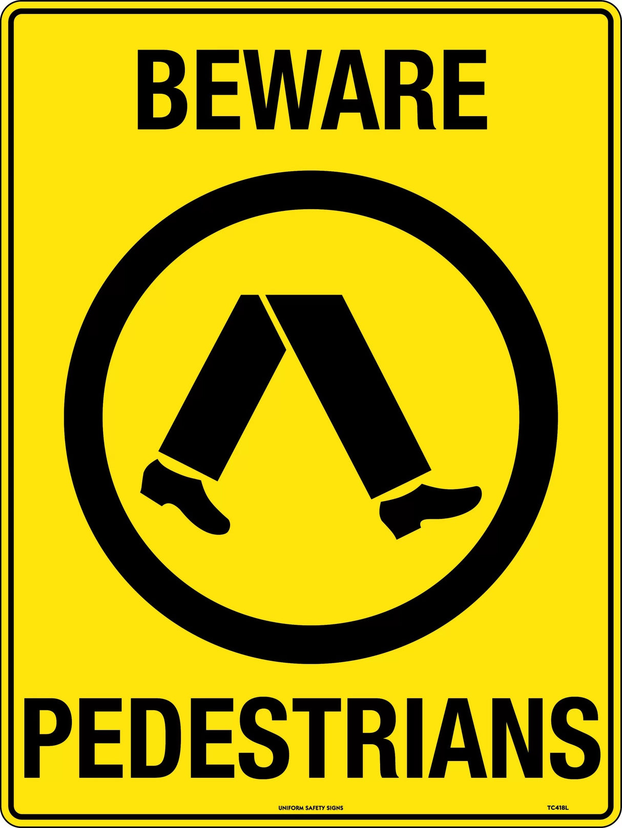 Parking Sign - Beware Pedestrians  Metal