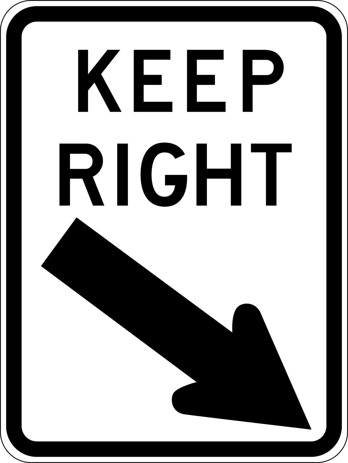 Road Sign - Keep Right With Arrow Metal