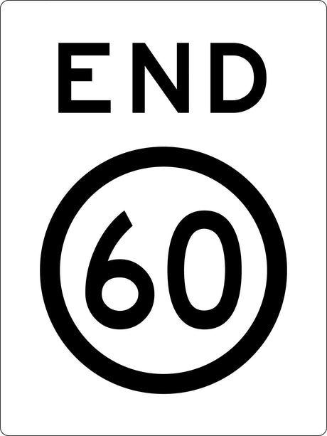 Speed Limit Sign - End 60km Class 1 Aluminium