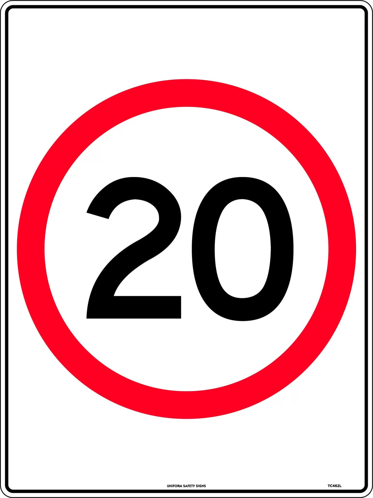 Speed Limit Sign - 20km Speed In Roundel  Metal