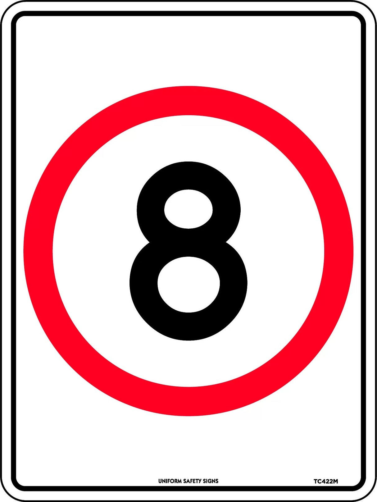 Speed Limit Sign - 8km Speed in Roundel  Metal