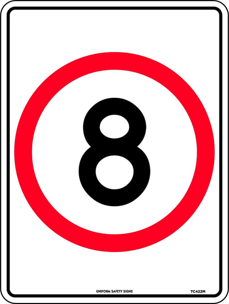 Speed Limit Sign - 8km Speed in Roundel  Metal