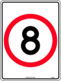 Speed Limit Sign - 8km Speed in Roundel  Metal