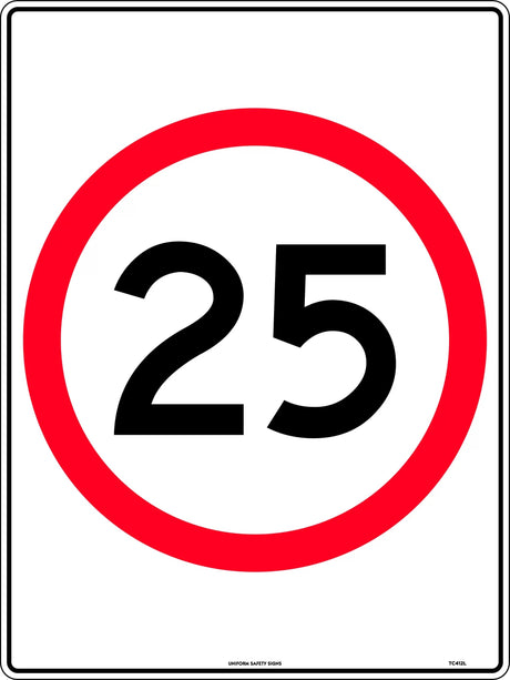 Speed Limit Sign - 25km Speed in Roundel  Metal