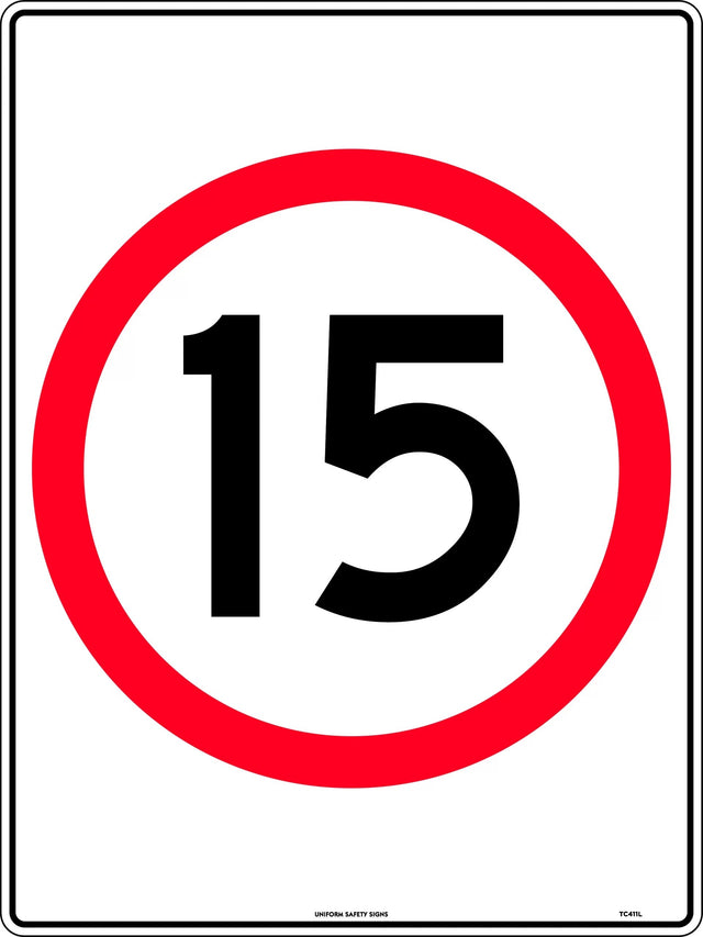 Speed Limit Sign - 15km Speed In Roundel  Metal