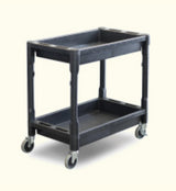 Utility Cart - 2 Level Service Cart - Plastic with Castors and Handle - Black